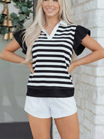 Striped Ruffled Sleeve Blouse