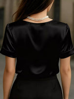 Elegant V-Neck Short Sleeve Ruched Top