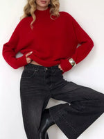 Mock Neck Dropped Shoulder Sweater