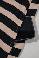 Stripe Casual Round Neck Tee Dress with Pockets