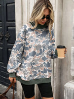 Camouflage Print Mock Neck Sweatshirt