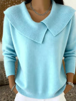Full Size Wide-Collar Ribbed Knit Sweater Plus Size