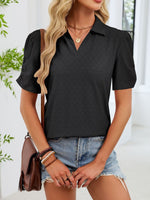 Eyelet Short Sleeve Blouse