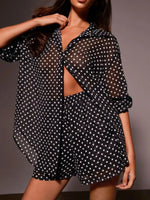 Polka Dot Button Up Shirt and Shorts Set
