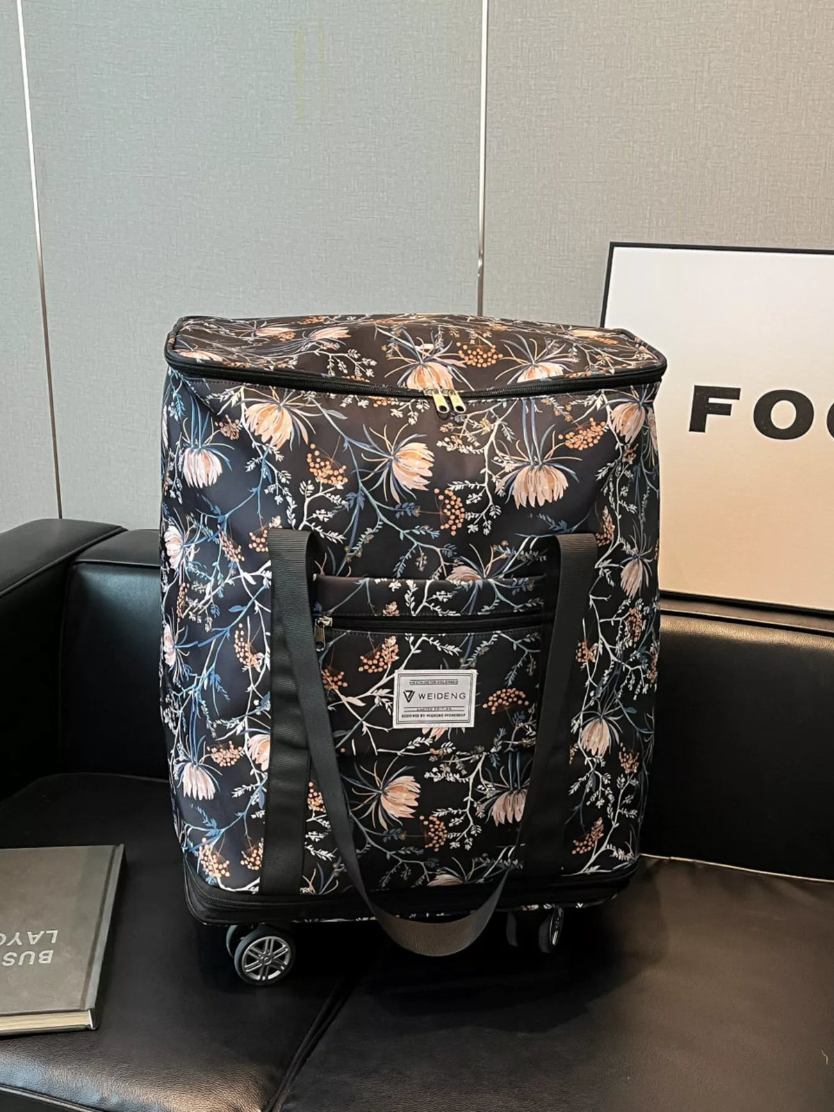 Floral Pattern Rolling Luggage Travel Bag