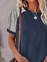 Plus Size Casual Color Block Raglan Sleeve T-Shirt