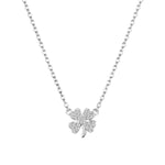 925 Sterling Silver Zircon Four Leaf Clover Necklace