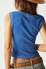 Ribbed Notched Tank Top - Ladyez