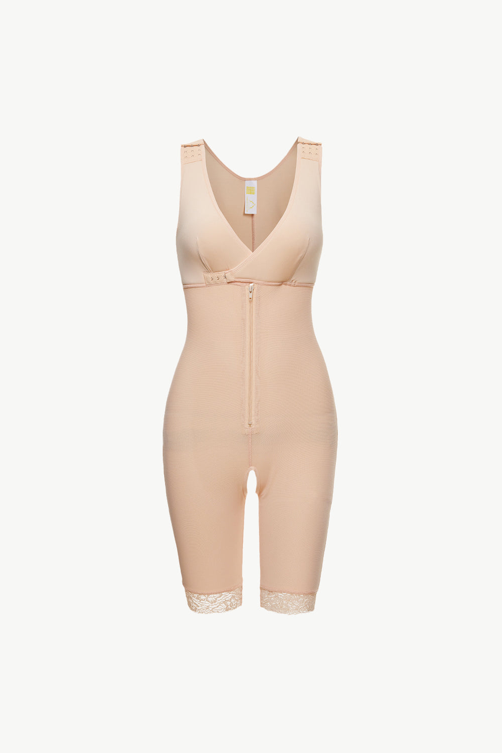 Full Size Lace Trim Shapewear with Zipper - Ladyez