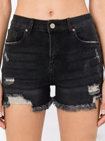 Distressed Frayed Hem Denim Shorts