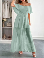 Swiss Dot Off Shoulder Maxi Dress - Ladyez