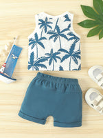 Children's Tropical Palm Print Tank Top & Shorts Set