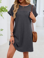 Lace Round Neck Short Sleeve T-Shirt Dress