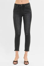 RISEN Full Size Tummy Control Mid Rise Crop Skinny Jeans Plus Size - Ladyez
