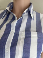 Striped Button Up Top and Shorts Set