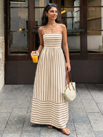 Striped Print Spaghetti Strap Maxi Dress