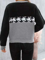 Color Block Houndstooth Sweater