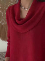 Drape Neck Long Sleeve Knit Top