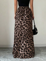 Leopard Print High-Waisted Maxi Skirt - Ladyez