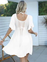 Openwork Flutter Sleeve Cover-Up Dress - Ladyez