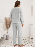 Ivy Lane Teddy Long Sleeve Top and Pants Lounge Set - Ladyez