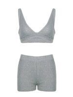 Ribbed Knit Top and Shots Set with Hoodie
