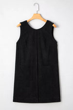 Corduroy Patch Pocket Sleeveless Mini Dress