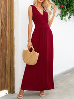 Surplice Neck Sleeveless Maxi Dress - Ladyez