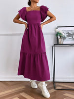 Tiered Square Neck Maxi Dress - Ladyez