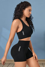 Cropped Sports Tank and Shorts Set - Ladyez