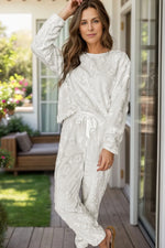 Round Neck Long Sleeve Top and Pants Lounge Set - Ladyez