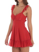 Floral Sweetheart Ruffled Cami Mini Dress - Ladyez