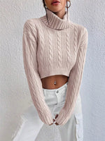 Cable-Knit Turtleneck Long Sleeve Sweater