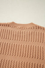 Openwork Round Neck Knit Top