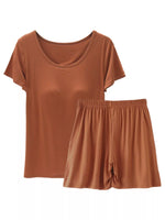Plus Size Padded Modal Short Sleeve T-Shirt and Shorts Set