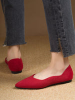 Solid Color Point Toe Slip-Ons