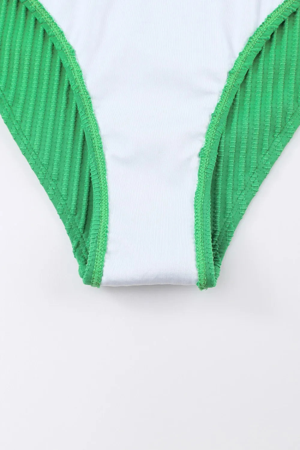 Textured Contrast Banding Bikini High Waist 2pcs Swimsuit - Ladyez