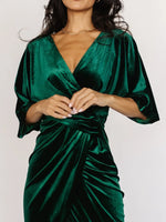 Ruched Surplice Half Sleeve Dress - Ladyez