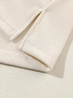 Collared Split Neck Ribbed 2pcs Outfit Set