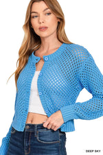 Zenana Button Down Lightweight Crochet Cardigan Sweater