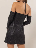 HYFVE Sequin Rosette Halter Mini Dress - Ladyez