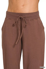 Zenana Drawstring Cotton Joggers with Pockets