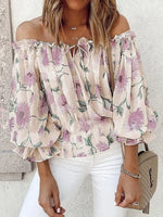 Off-Shoulder Floral Print Blouse - Ladyez