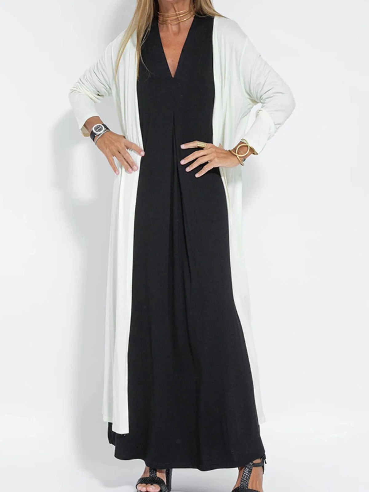 Full Size V-Neck Sleeveless Maxi Dress with Slit Plus Size - Ladyez