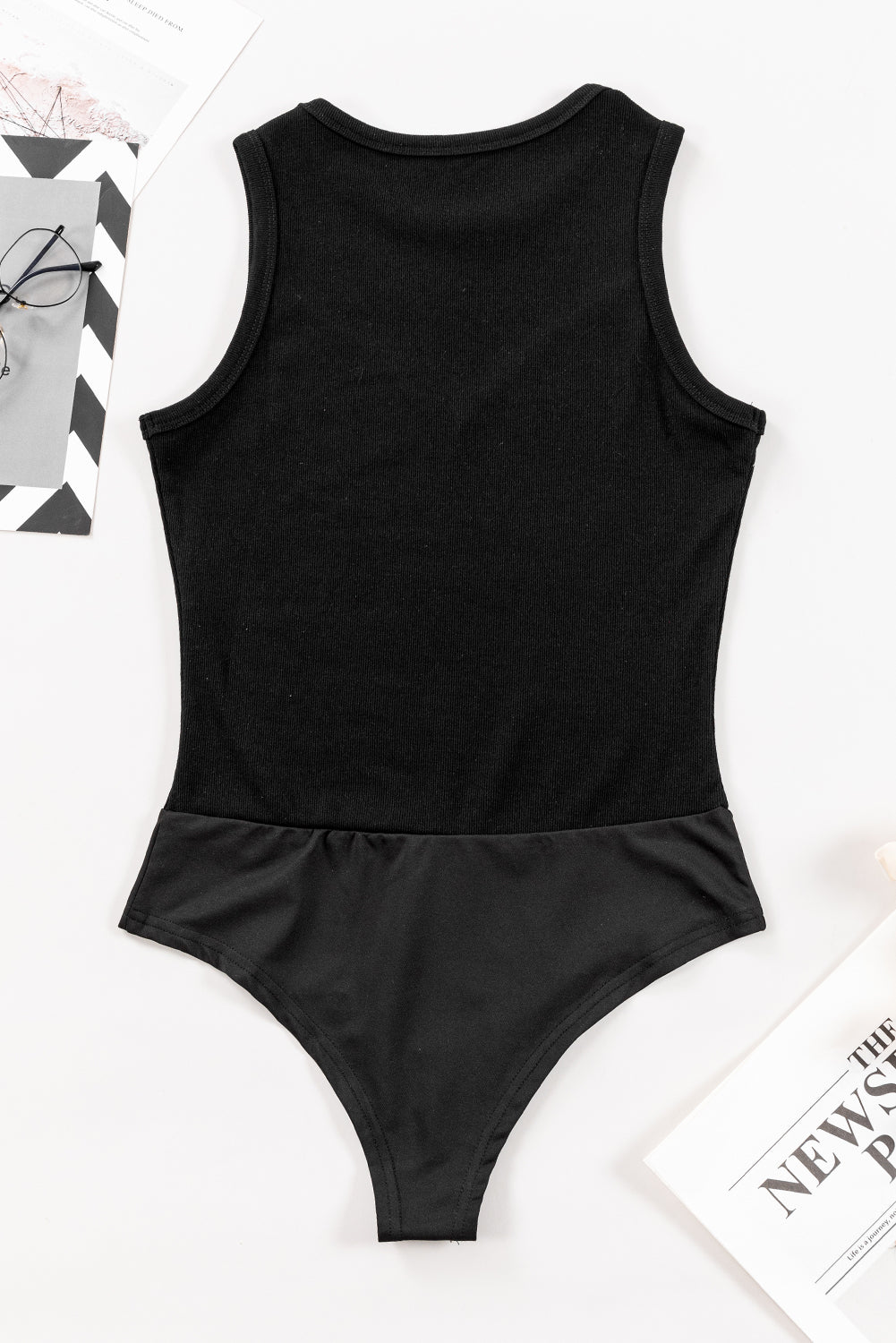 Round Neck Sleeveless Bodysuit - Ladyez