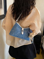 Buckle Detail Denim Shoulder Bag