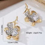 Stainless Steel Flower Statement Drop Earrings