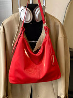 Solid Color Leather Shoulder Bag