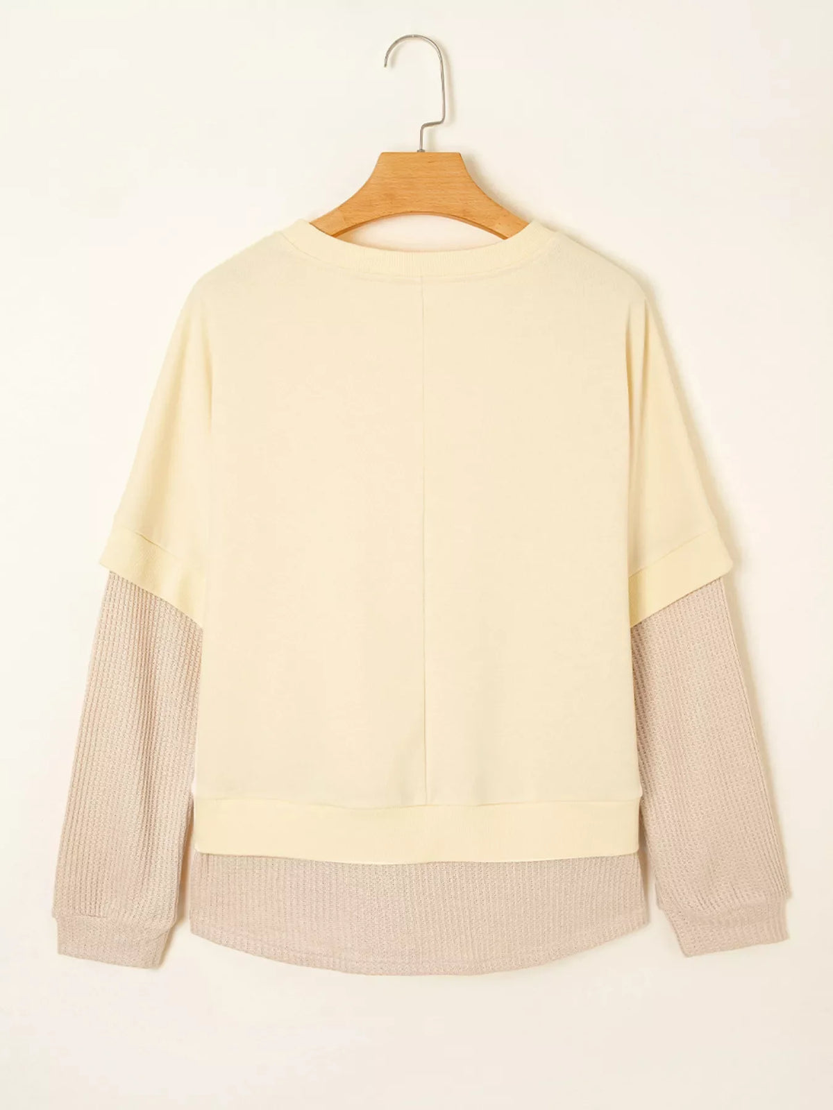 2 in 1 Faux Two Piece Patchwork Round Neck Sweatshirt