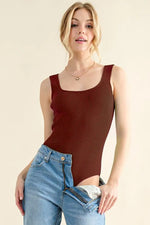 And The Why Ribbed Square Neck Bodysuit - Ladyez